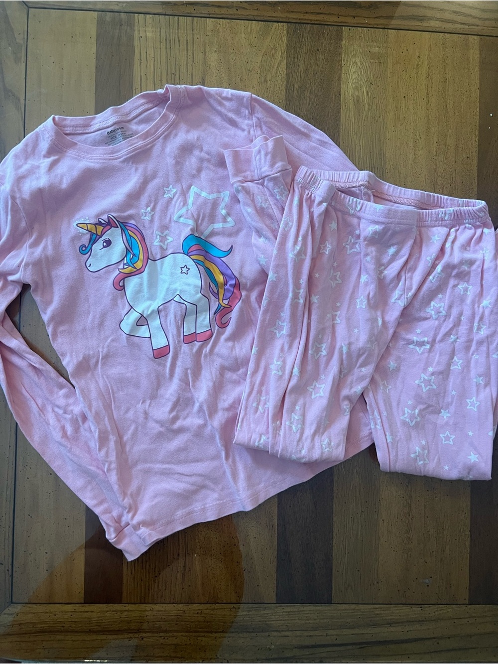 Girls Pink Unicorn Pajama Set - Long Sleeve Top & Pants